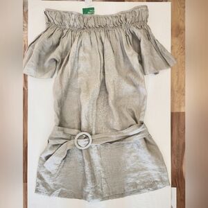 Linen Off-Shoulder Belted Top. UNITED COLORS OF BENETTON. SIZE S/M